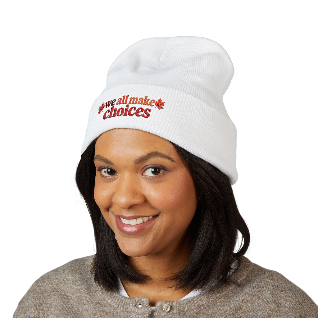 Cuffed Beanie — Fall Leaf Accent