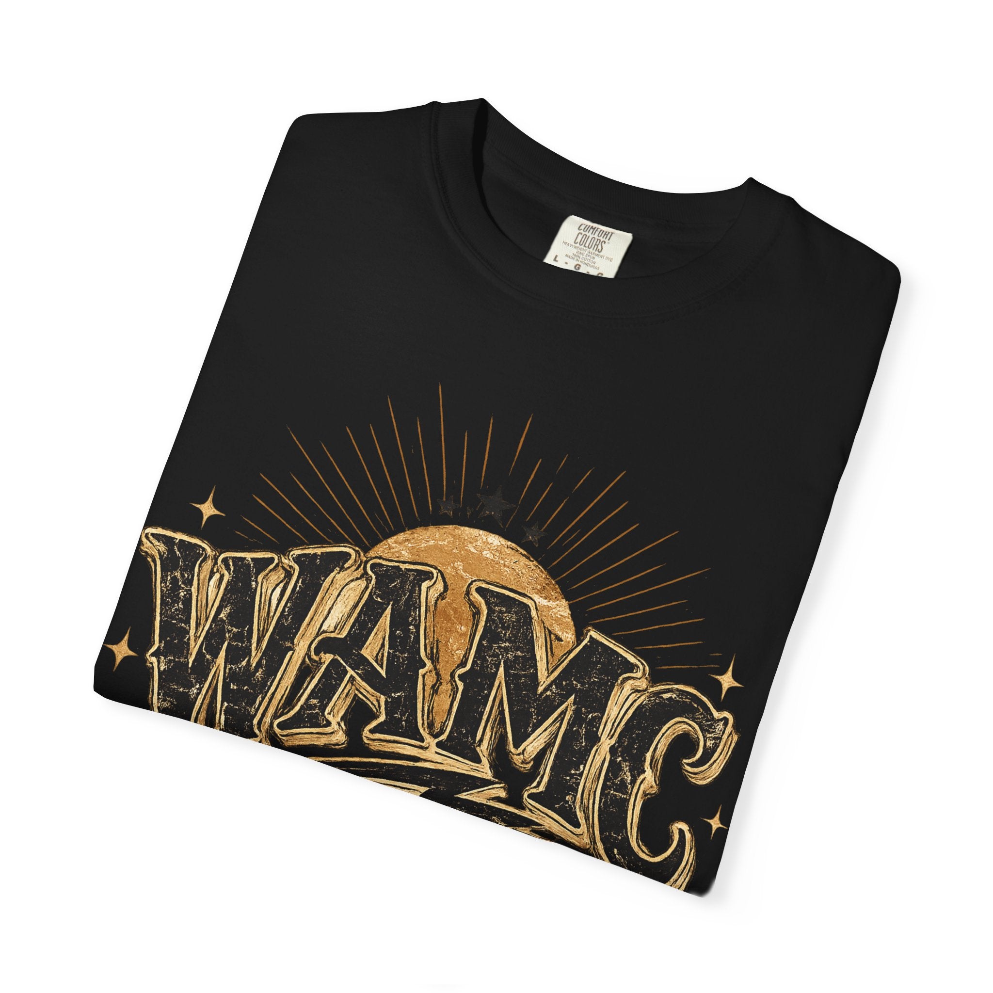 WAMC Retro Sunburst Tee — "we all make choices" Graphic T-Shirt