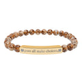Engraved Natural Stone Stretch Bar Bracelet — Inspirational Message Beaded Bracelet