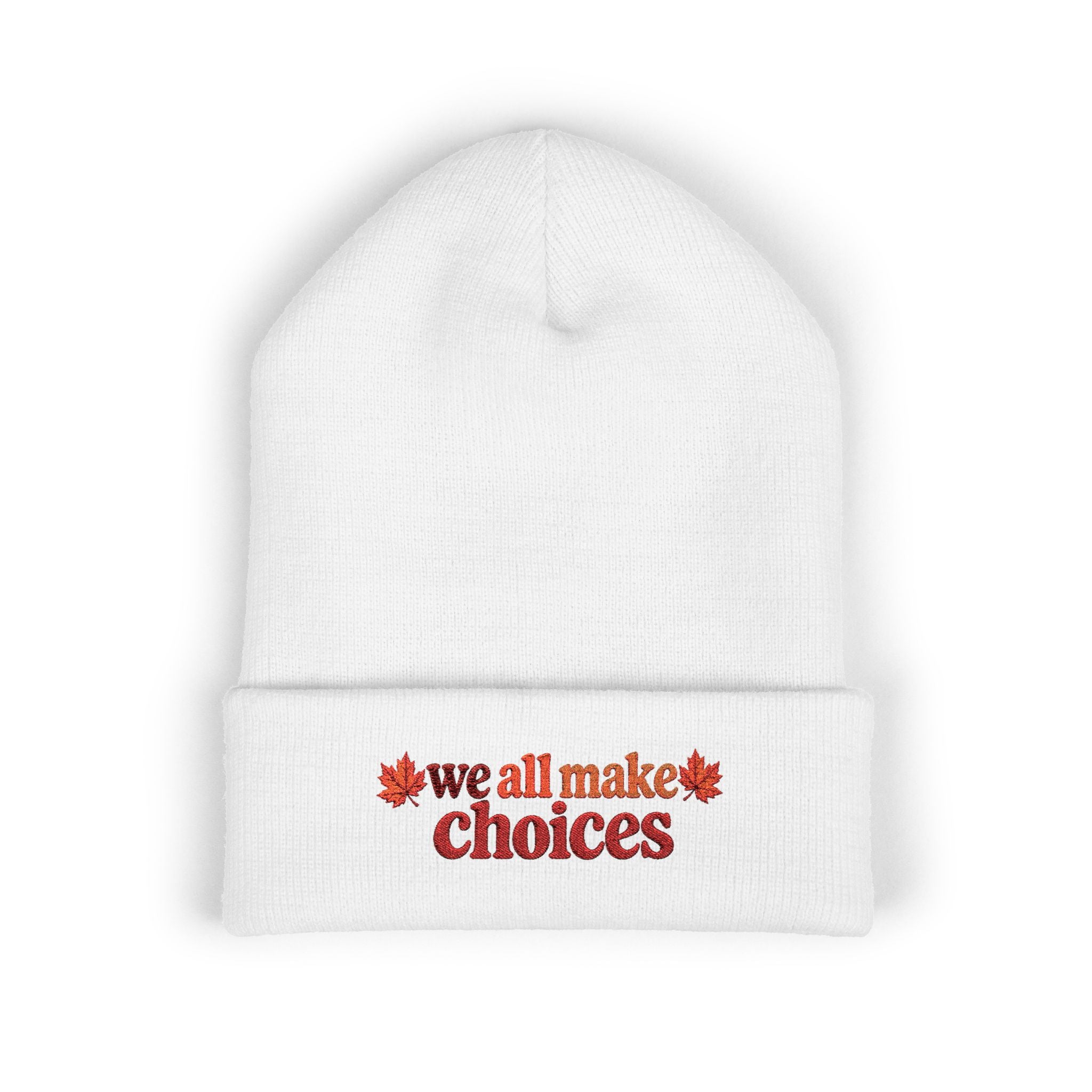 Cuffed Beanie — Fall Leaf Accent