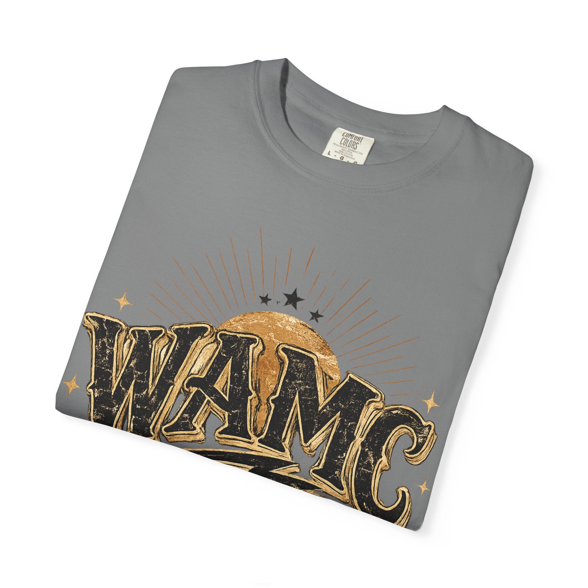 WAMC Retro Sunburst Tee — "we all make choices" Graphic T-Shirt