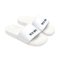 Men's Removable-Strap Slide Sandals — White Slides with "WAMC" Logo