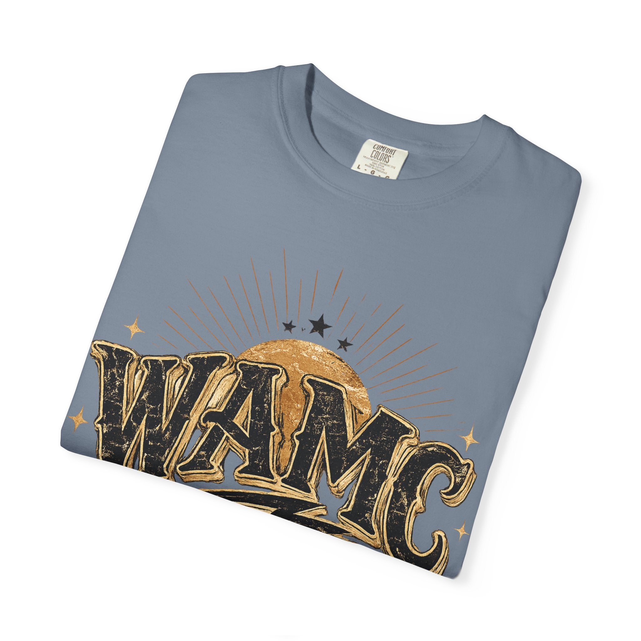 WAMC Retro Sunburst Tee — "we all make choices" Graphic T-Shirt