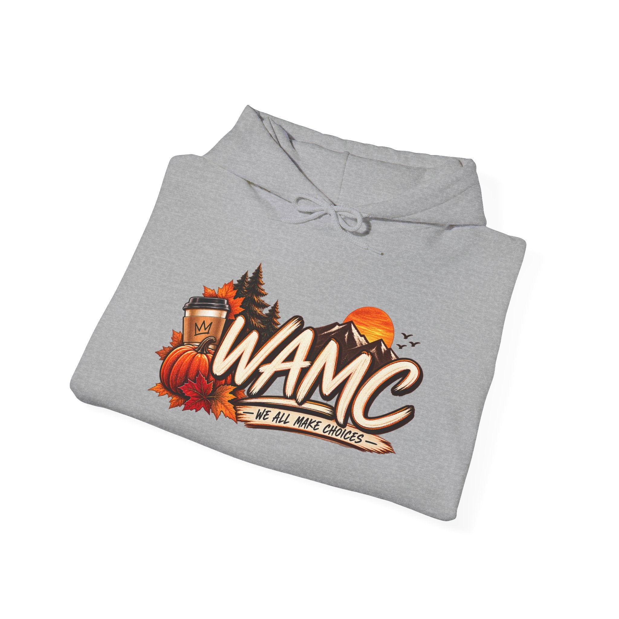 Outdoor Fall Hoodie – Autumn Pumpkin & Sunset Graphic