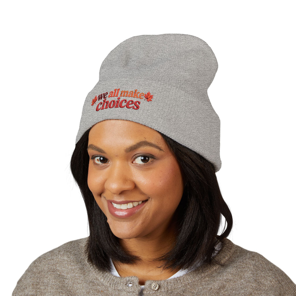 Cuffed Beanie — Fall Leaf Accent